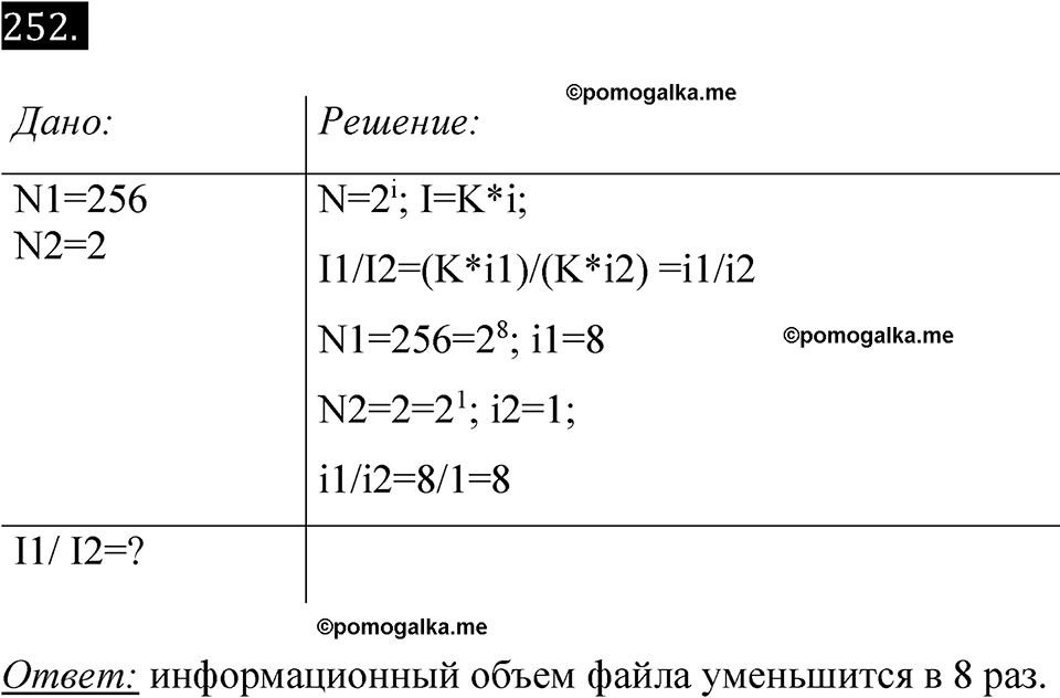 часть 2 страница 72 номер 252 рабочая тетрадь по информатике 7 класс Босова 2023 год просвещение