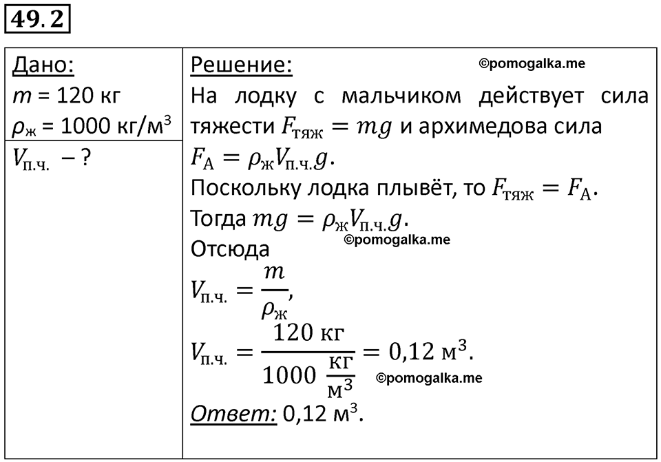 номер 49.2 физика 7 класс Ханнанова рабочая тетрадь 2025 год