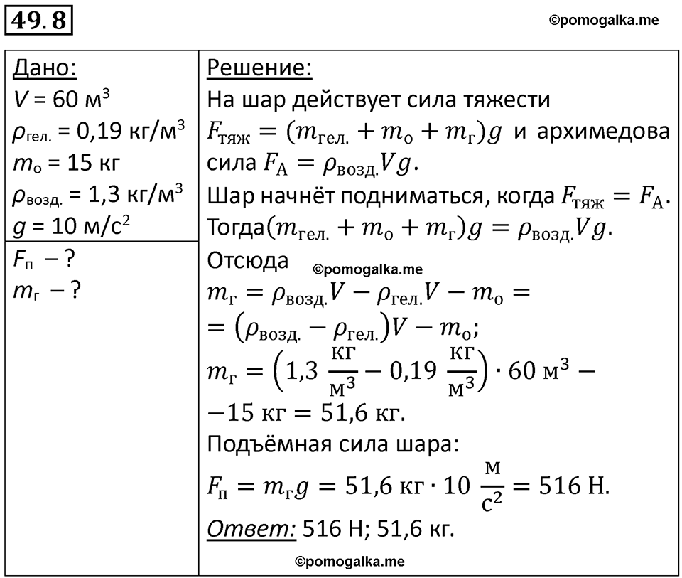 номер 49.8 физика 7 класс Ханнанова рабочая тетрадь 2025 год