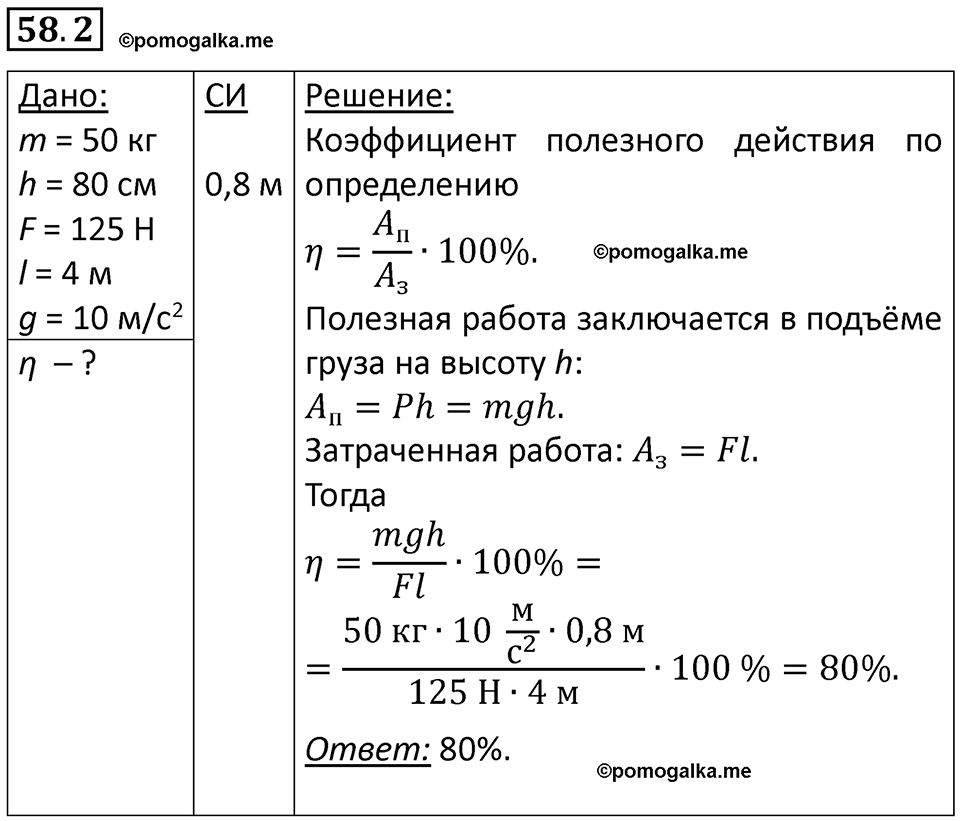 номер 58.2 физика 7 класс Ханнанова рабочая тетрадь 2025 год