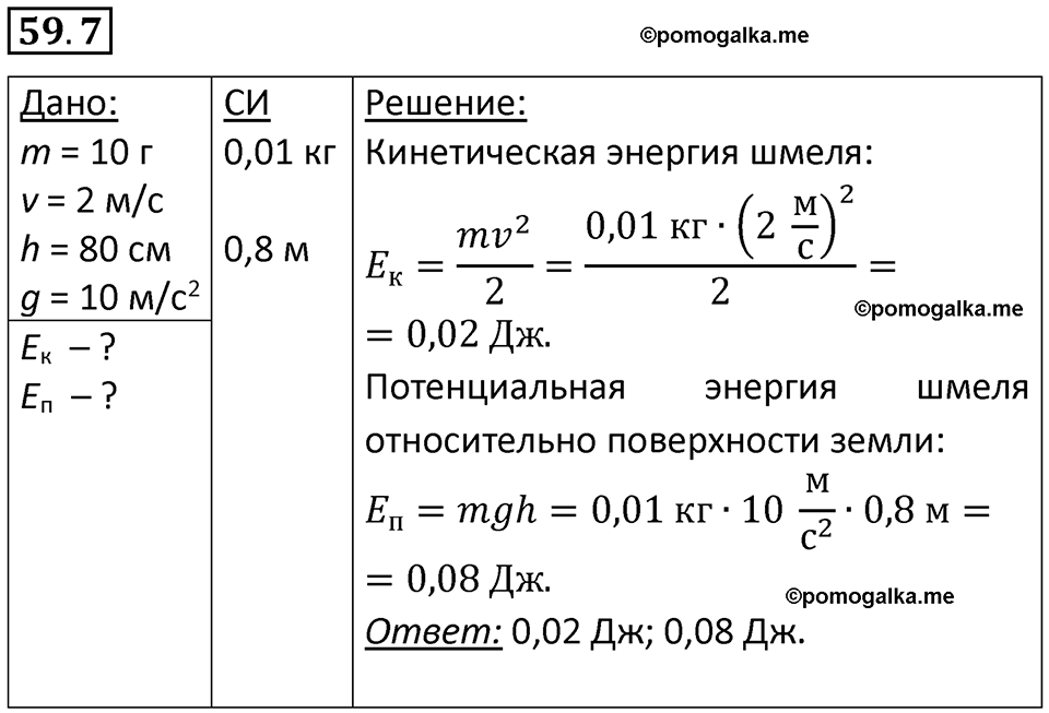 номер 59.7 физика 7 класс Ханнанова рабочая тетрадь 2025 год