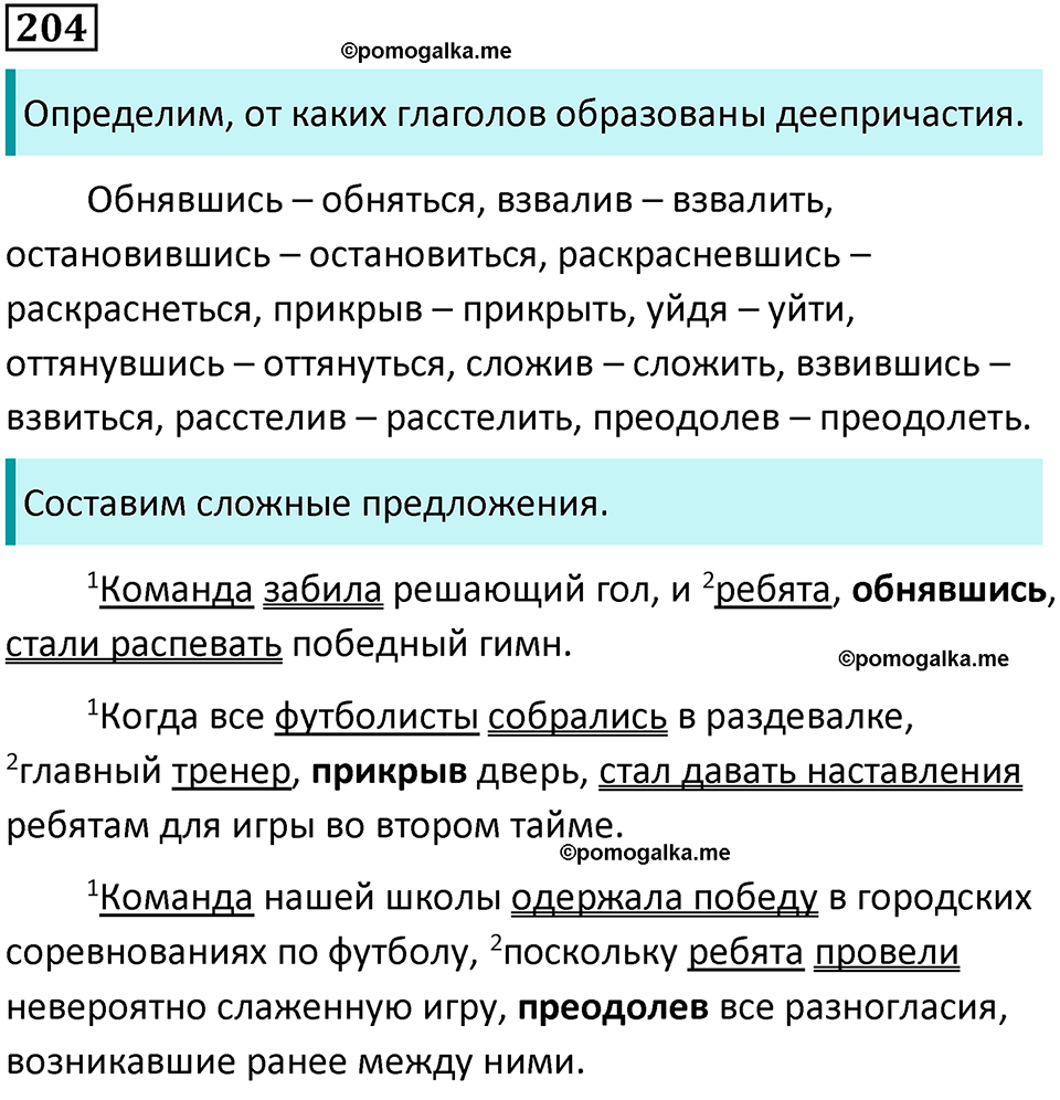 страница 109 упражнение 204 русский язык 7 класс Баранов, Ладыженская 2021-2022 год
