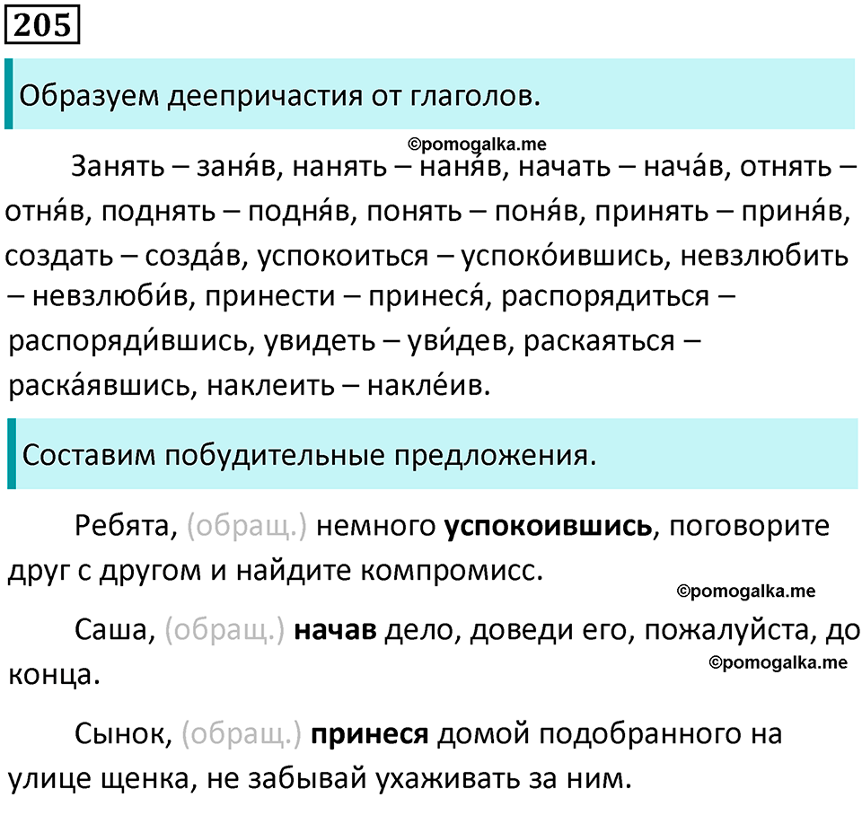 страница 109 упражнение 205 русский язык 7 класс Баранов, Ладыженская 2021-2022 год