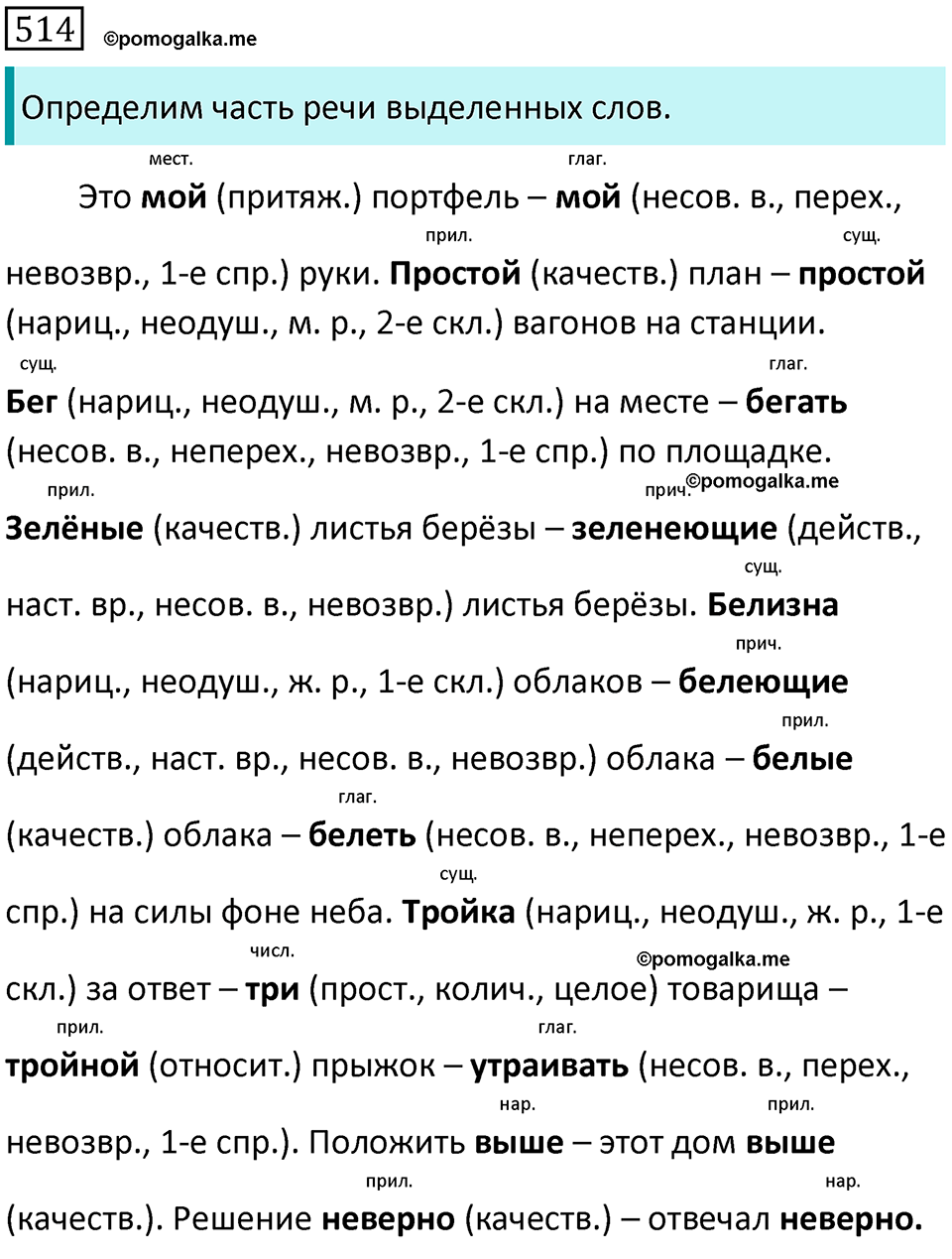 страница 110 упражнение 514 русский язык 7 класс Баранов, Ладыженская 2021-2022 год