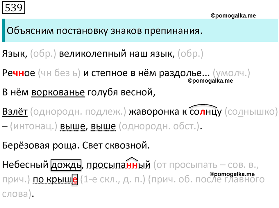 страница 120 упражнение 539 русский язык 7 класс Баранов, Ладыженская 2021-2022 год