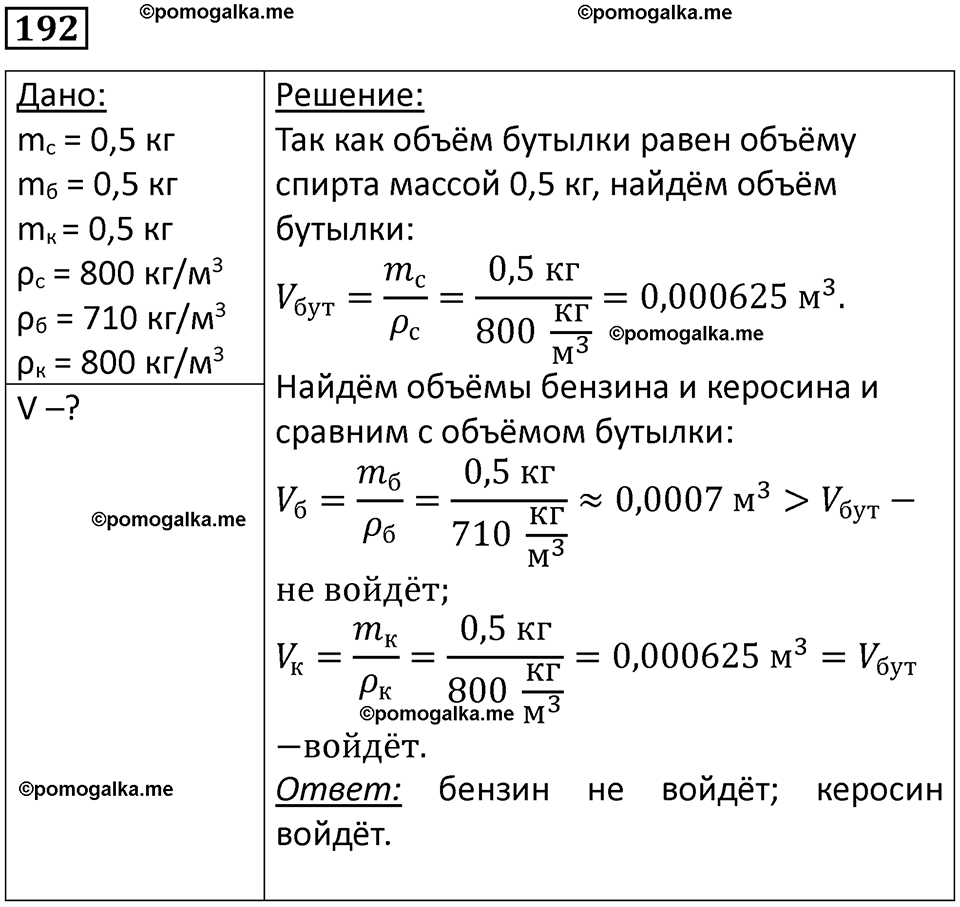 страница 30 номер 192 физика 7 класс Марон сборник задач и упражнений 2025 год