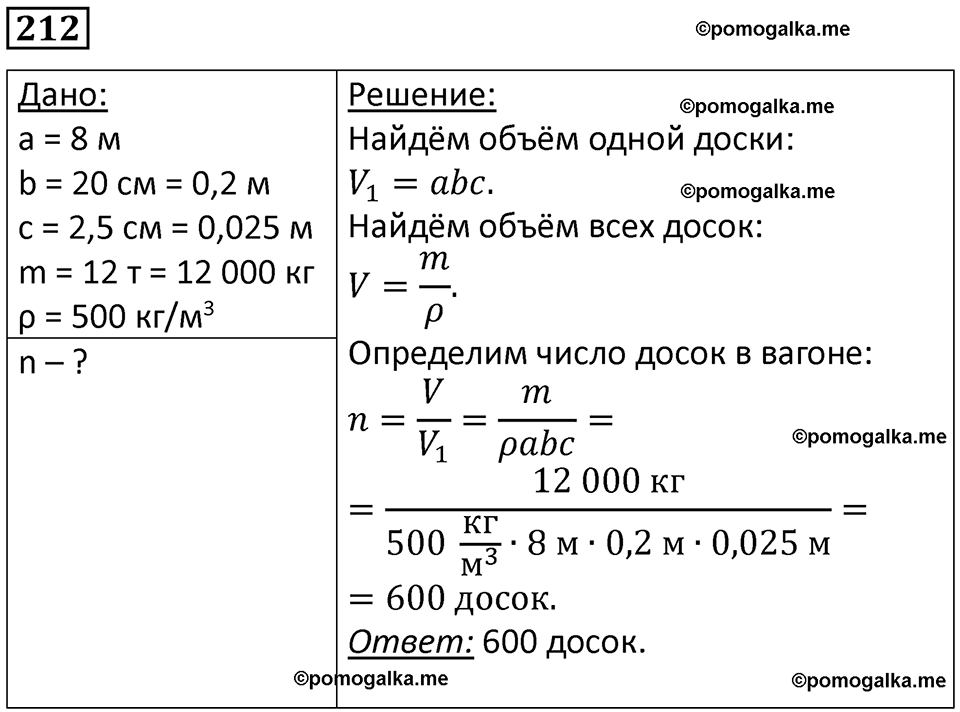 страница 32 номер 212 физика 7 класс Марон сборник задач и упражнений 2025 год