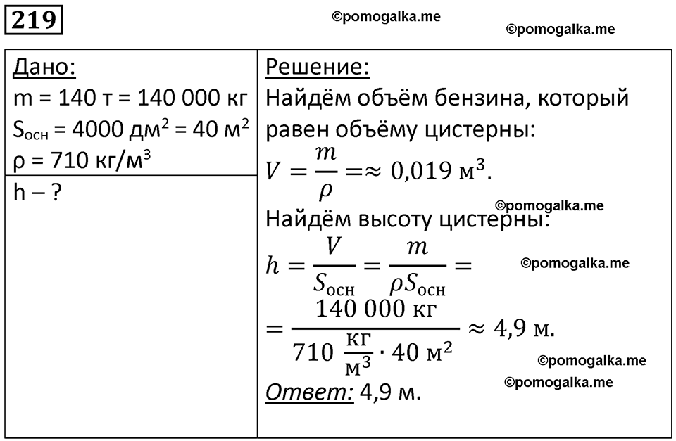 страница 32 номер 219 физика 7 класс Марон сборник задач и упражнений 2025 год