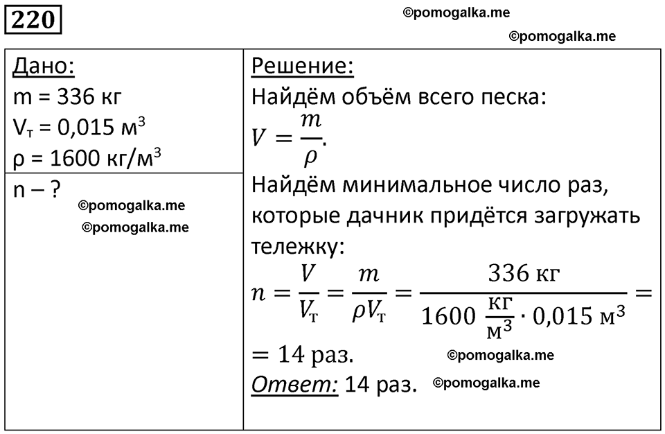 страница 32 номер 220 физика 7 класс Марон сборник задач и упражнений 2025 год