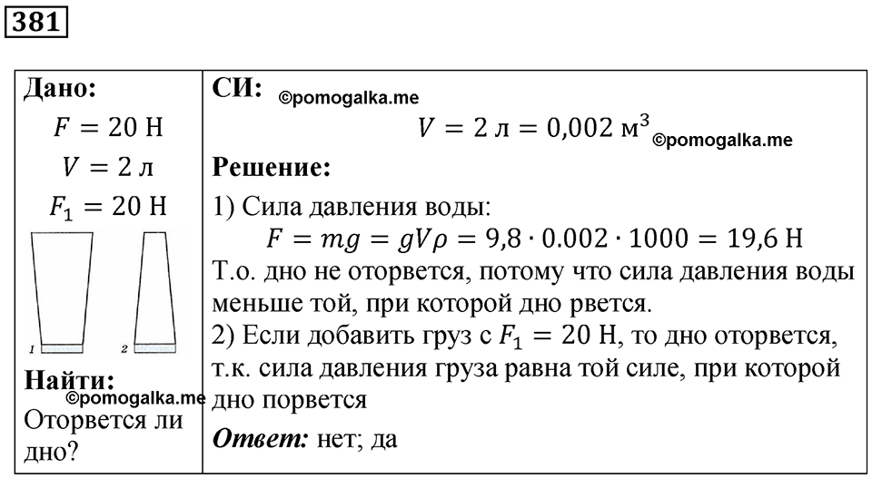 страница 53 номер 381 физика 7 класс Марон сборник задач и упражнений 2025 год