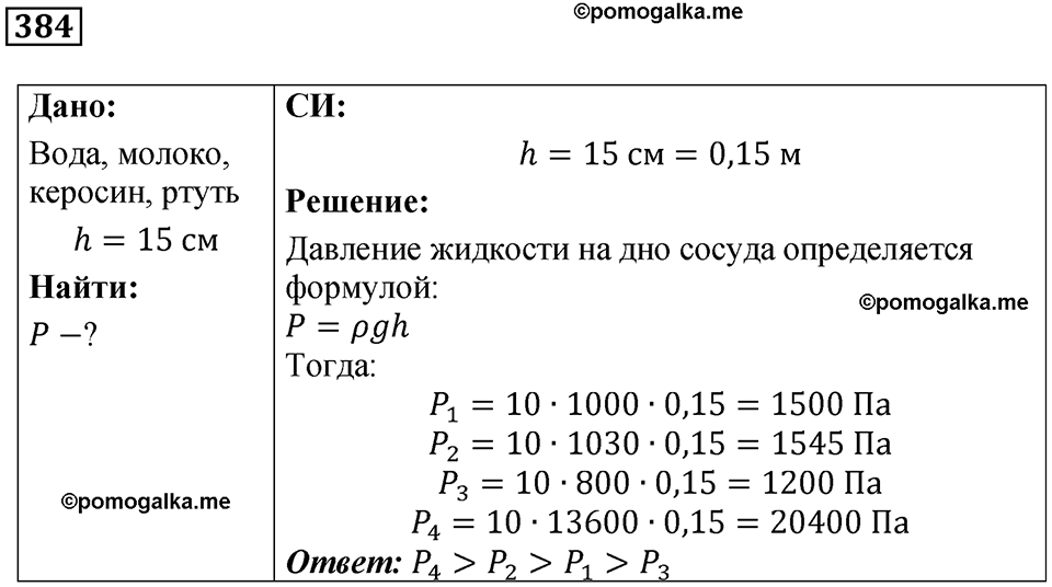 страница 54 номер 384 физика 7 класс Марон сборник задач и упражнений 2025 год