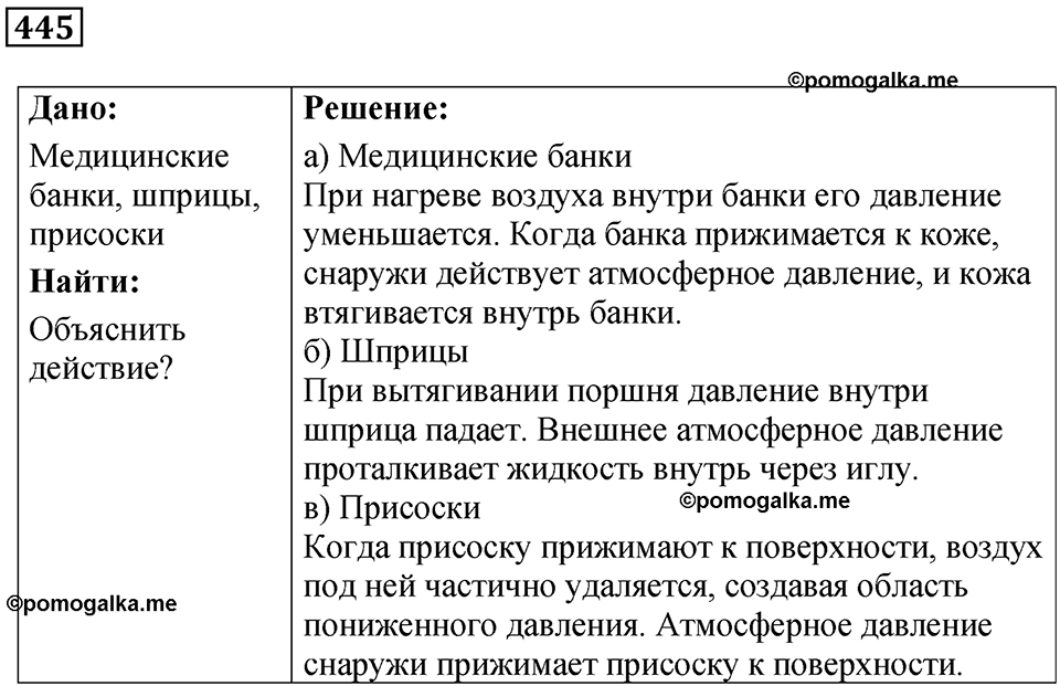 страница 62 номер 445 физика 7 класс Марон сборник задач и упражнений 2025 год