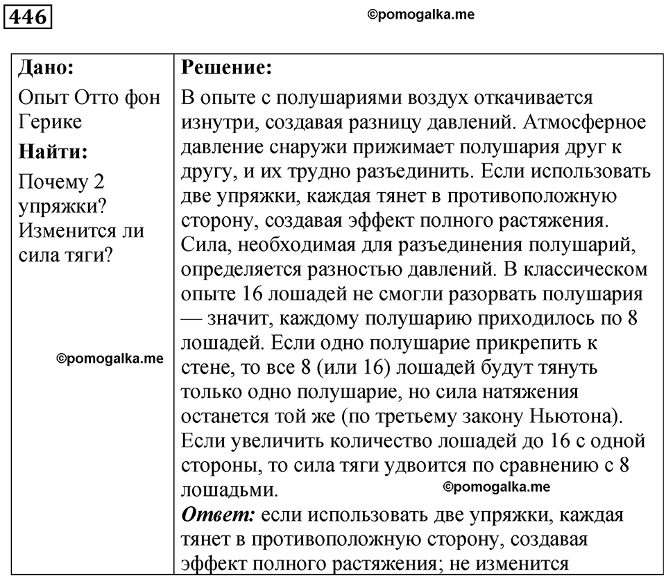 страница 62 номер 446 физика 7 класс Марон сборник задач и упражнений 2025 год