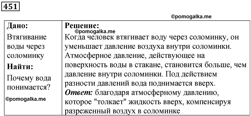 страница 62 номер 451 физика 7 класс Марон сборник задач и упражнений 2025 год
