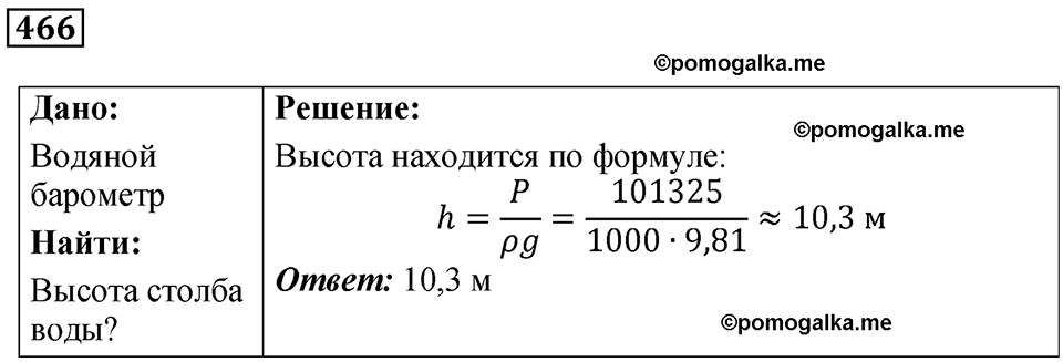 страница 64 номер 466 физика 7 класс Марон сборник задач и упражнений 2025 год