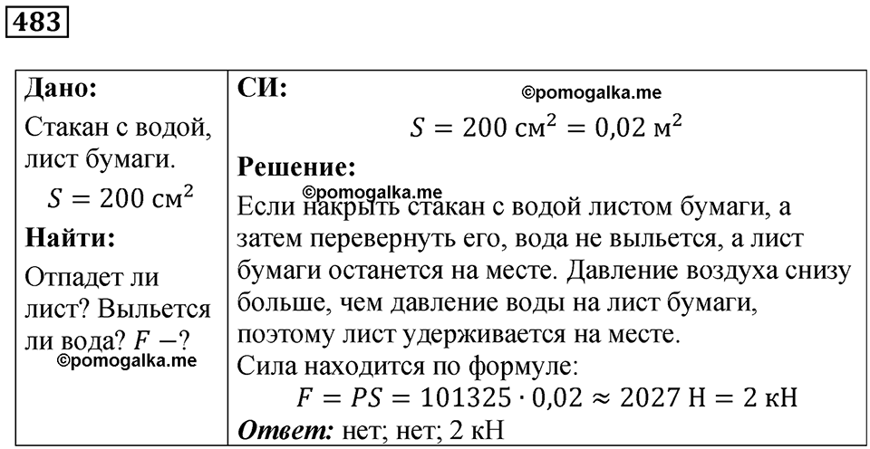 страница 66 номер 483 физика 7 класс Марон сборник задач и упражнений 2025 год