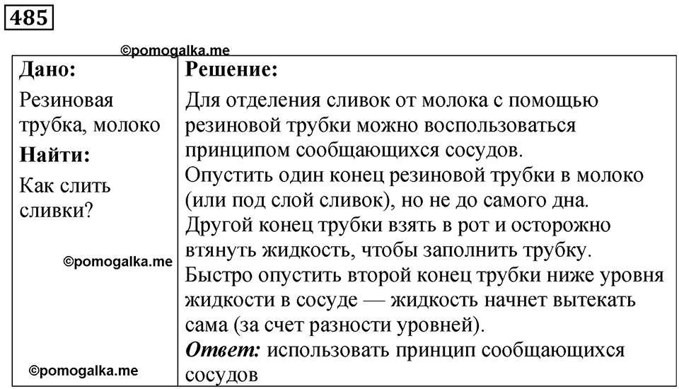 страница 66 номер 485 физика 7 класс Марон сборник задач и упражнений 2025 год