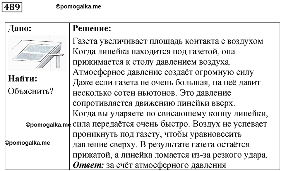страница 66 номер 489 физика 7 класс Марон сборник задач и упражнений 2025 год