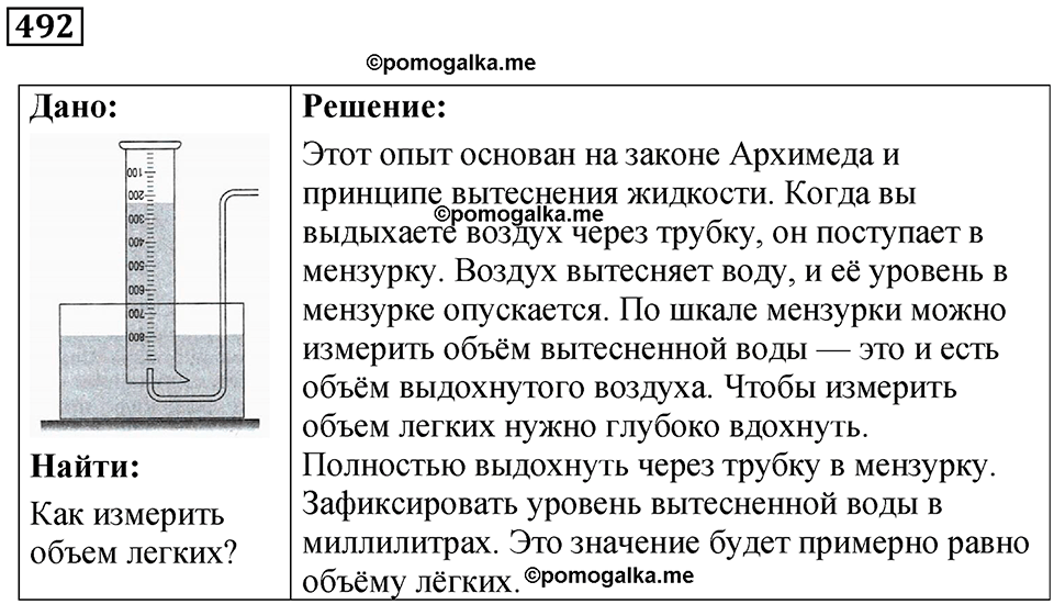 страница 67 номер 492 физика 7 класс Марон сборник задач и упражнений 2025 год