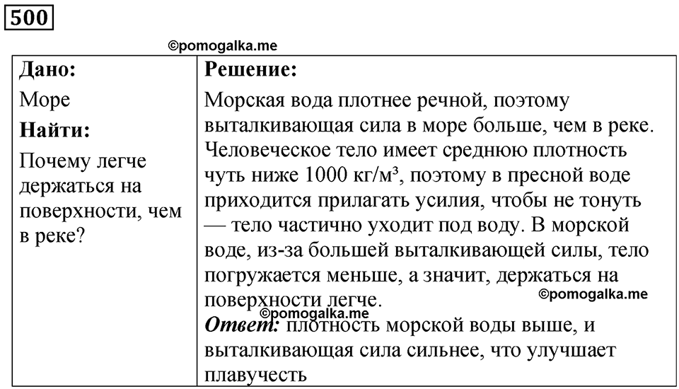 страница 68 номер 500 физика 7 класс Марон сборник задач и упражнений 2025 год