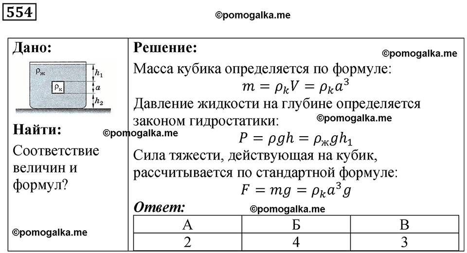 страница 75 номер 554 физика 7 класс Марон сборник задач и упражнений 2025 год
