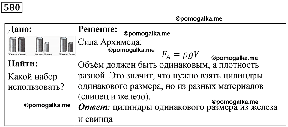 страница 81 номер 580 физика 7 класс Марон сборник задач и упражнений 2025 год