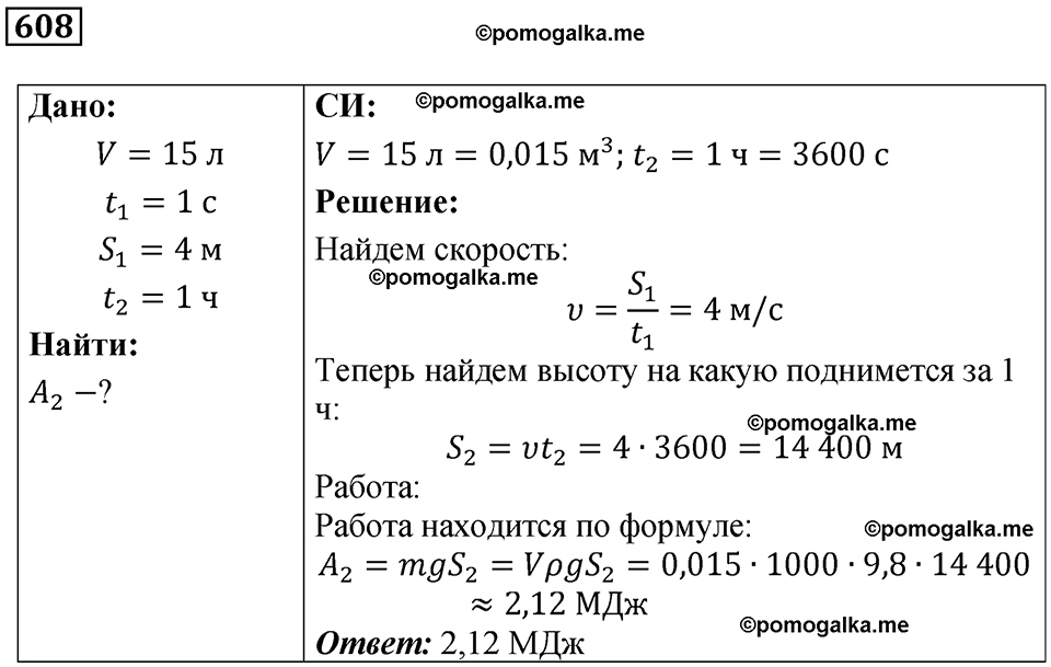 страница 85 номер 608 физика 7 класс Марон сборник задач и упражнений 2025 год