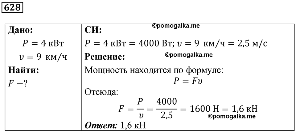 страница 87 номер 628 физика 7 класс Марон сборник задач и упражнений 2025 год