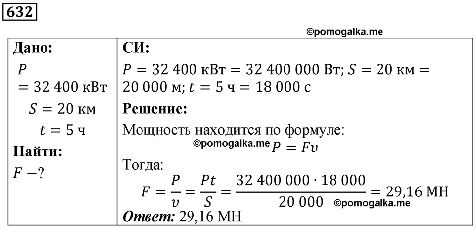страница 87 номер 632 физика 7 класс Марон сборник задач и упражнений 2025 год