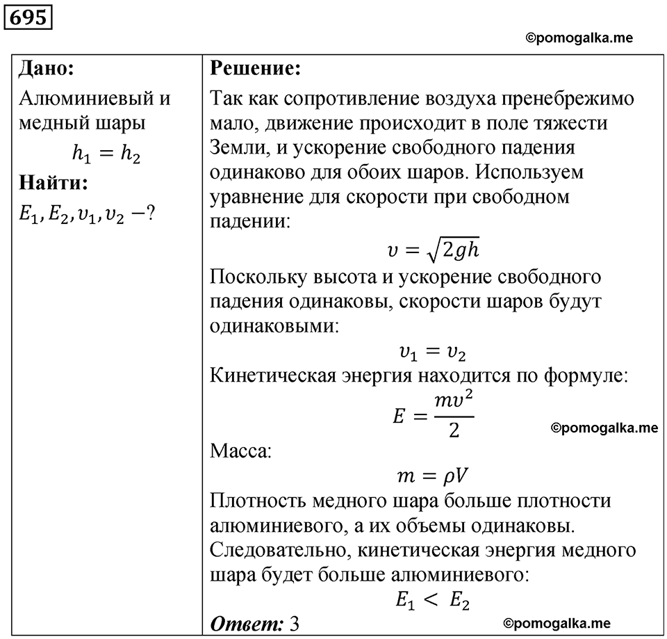 страница 96 номер 695 физика 7 класс Марон сборник задач и упражнений 2025 год