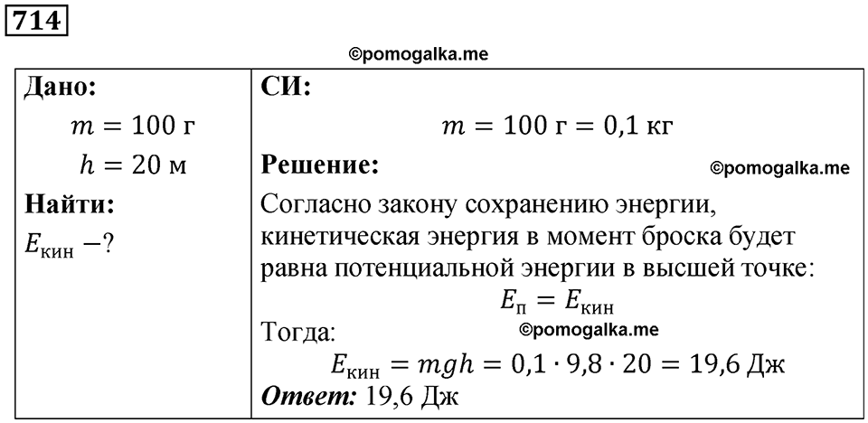страница 98 номер 714 физика 7 класс Марон сборник задач и упражнений 2025 год