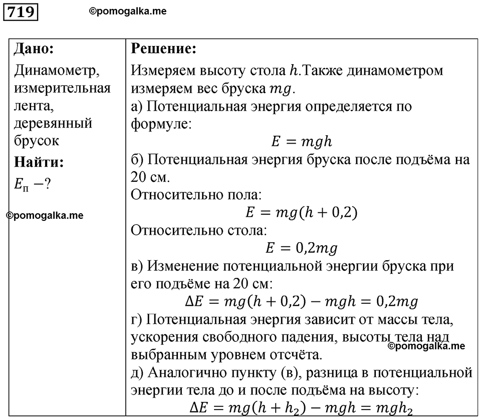 страница 98 номер 719 физика 7 класс Марон сборник задач и упражнений 2025 год