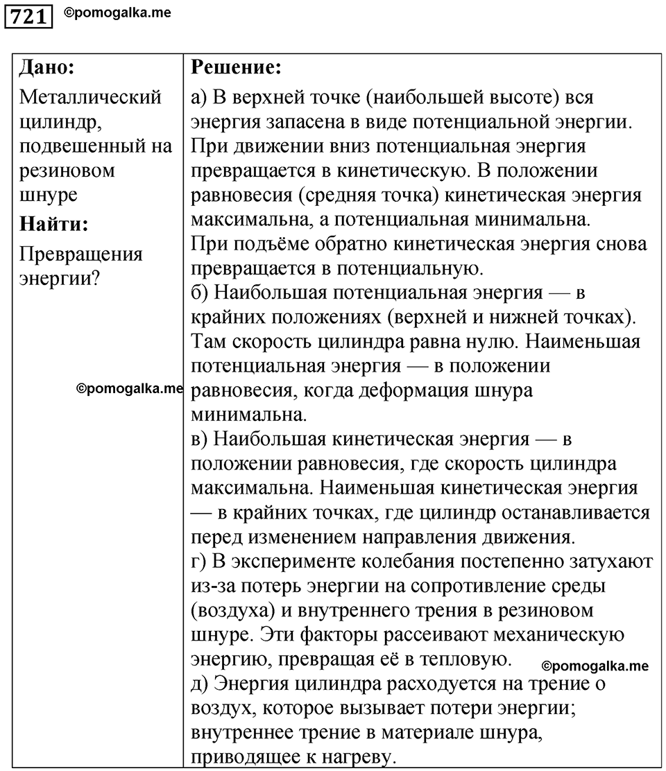 страница 99 номер 721 физика 7 класс Марон сборник задач и упражнений 2025 год