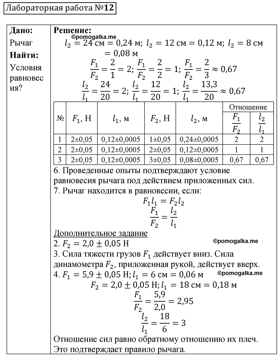 лабораторная работа 12 физика 7 класс Минькова тетрадь для лабораторных работ 2026 год