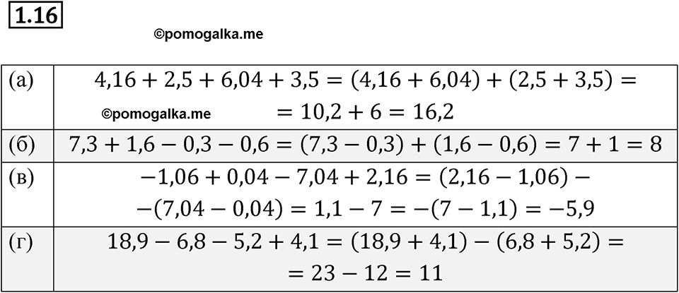 страница 6 номер 1.16 алгебра 7 класс Мордкович 2021 год