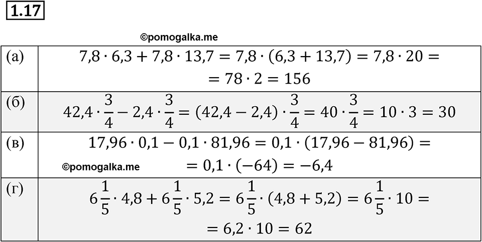 страница 6 номер 1.17 алгебра 7 класс Мордкович 2021 год