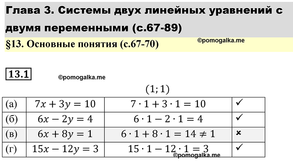 страница 67 номер 13.1 алгебра 7 класс Мордкович 2021 год