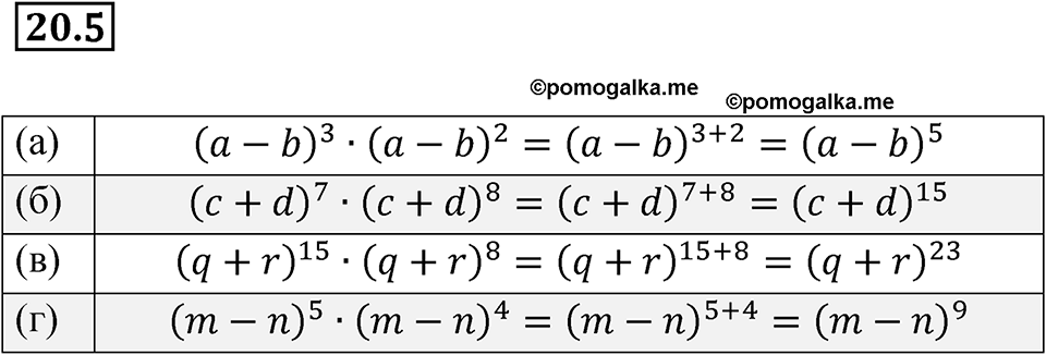 страница 99 номер 20.5 алгебра 7 класс Мордкович 2021 год