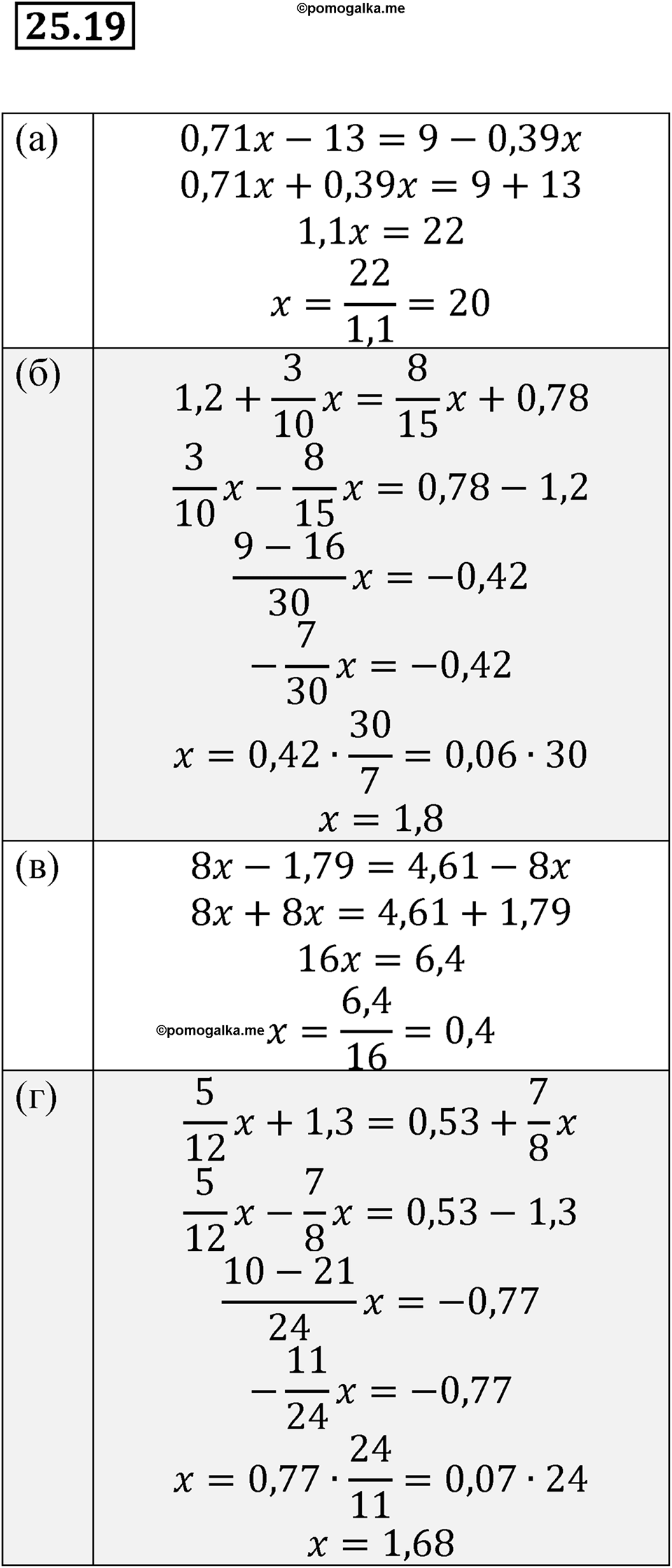 Номер 25.19 - ГДЗ по алгебре за 7 класс Мордкович с решением из задачника