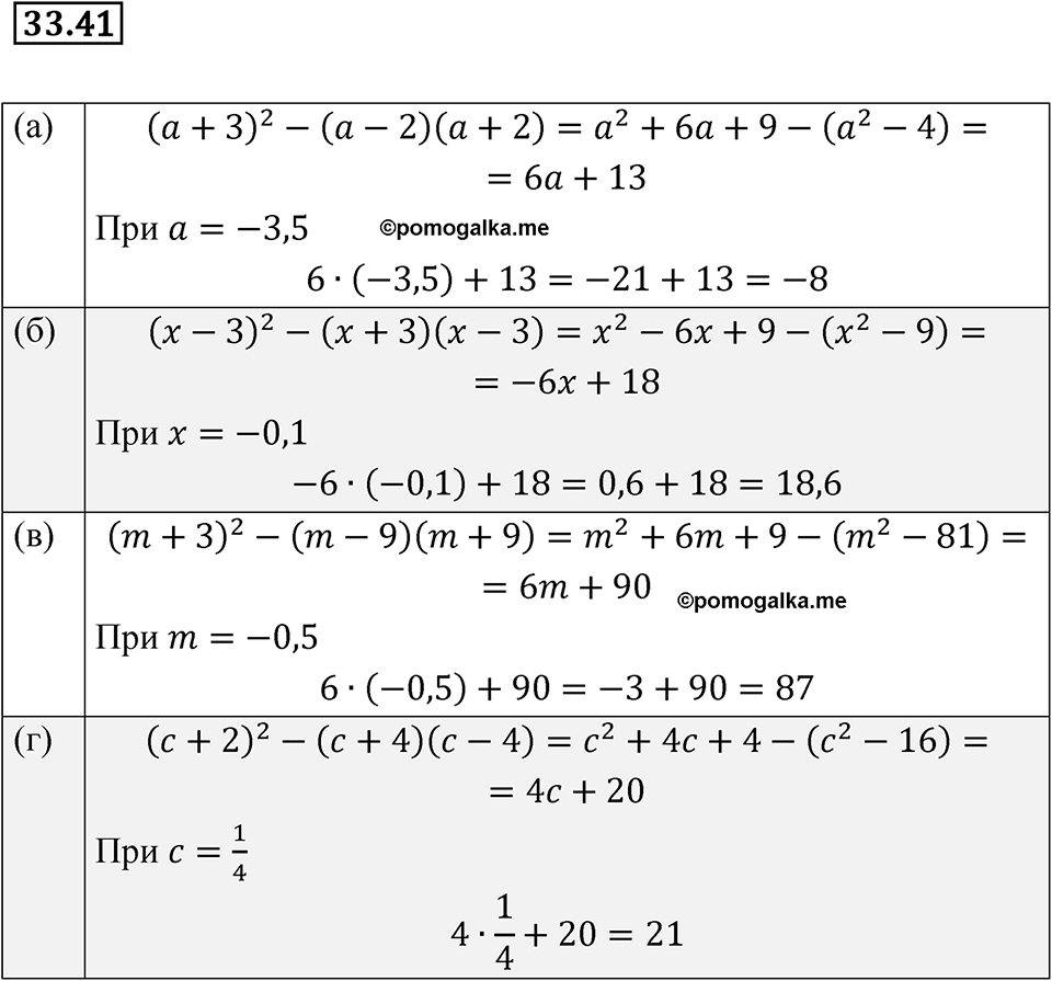 Номер 33.41 - ГДЗ по алгебре за 7 класс Мордкович с решением из задачника