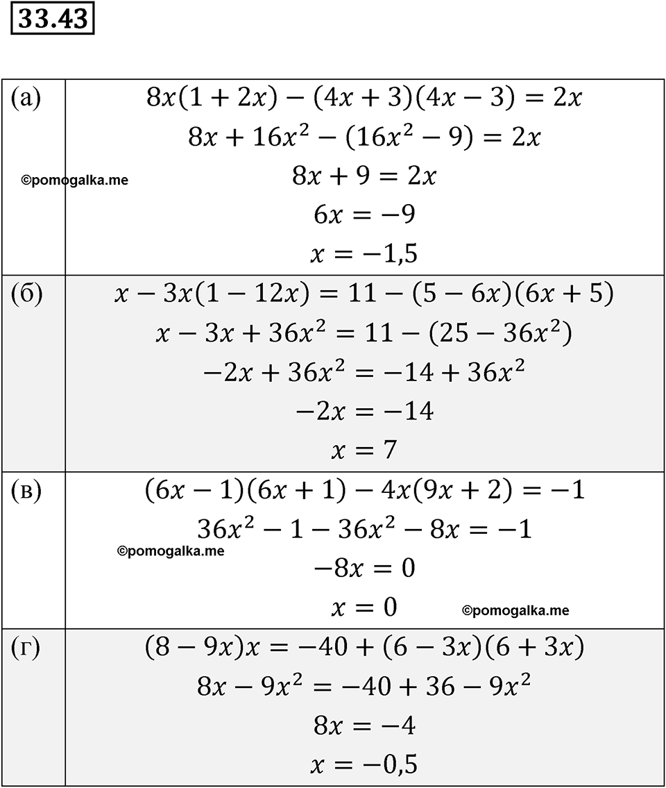 Номер 33.43 - ГДЗ по алгебре за 7 класс Мордкович с решением из задачника