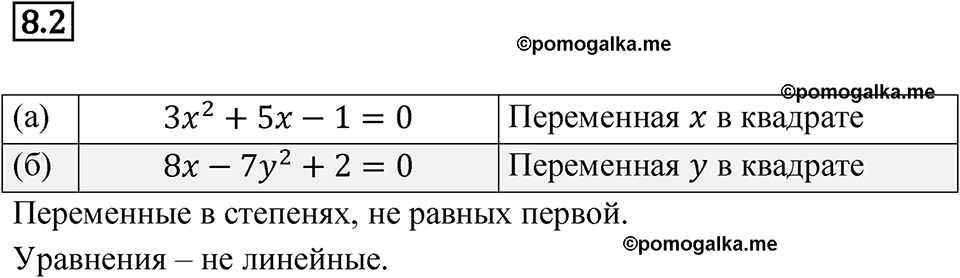страница 42 номер 8.2 алгебра 7 класс Мордкович 2021 год