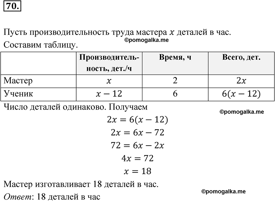 страница 226 номер 70 алгебра 7 класс Мордкович 2021 год