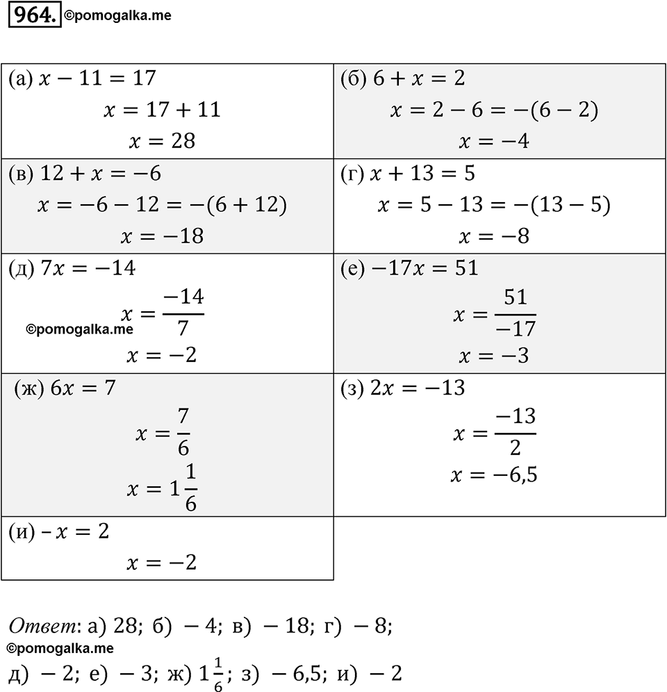 Номер 964 - ГДЗ по алгебре 7 класс Никольский, Потапов с ответом и решением