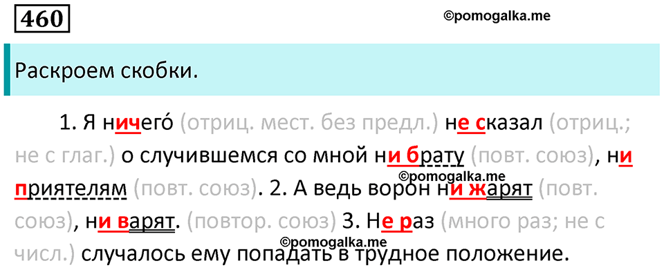 упражнение 460 русский язык 7 класс Пименова, Еремеева, Купалова, Лидман-Орлова 2025 год