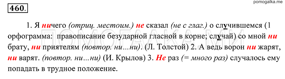 страница 172 упражнение 460 русский язык 7 класс Пименова, Еремеева, Купалова 2012 год