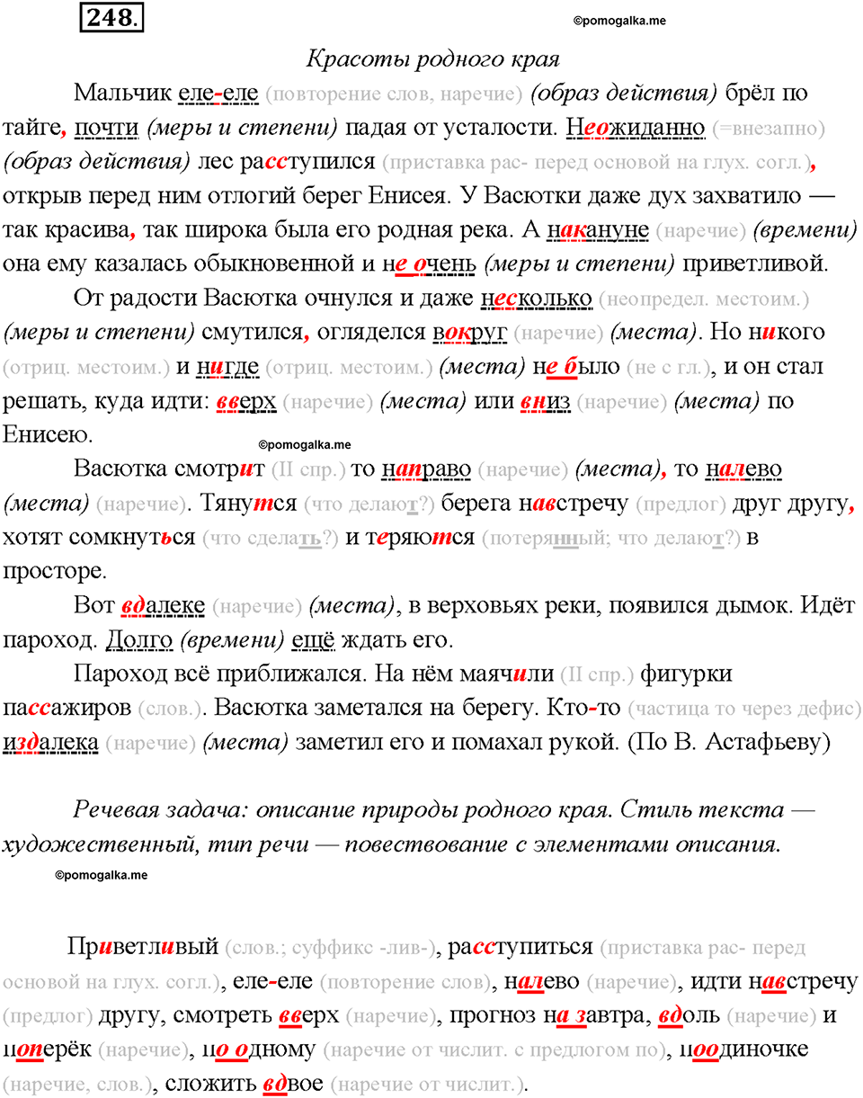 страница 133 упражнение 248 русский язык 7 класс Рыбченкова 2015 год