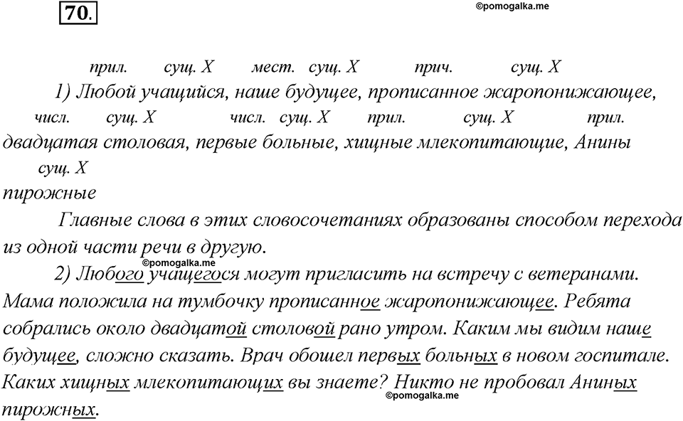 Глава 1. Упражнение №70 русский язык 7 класс Шмелев