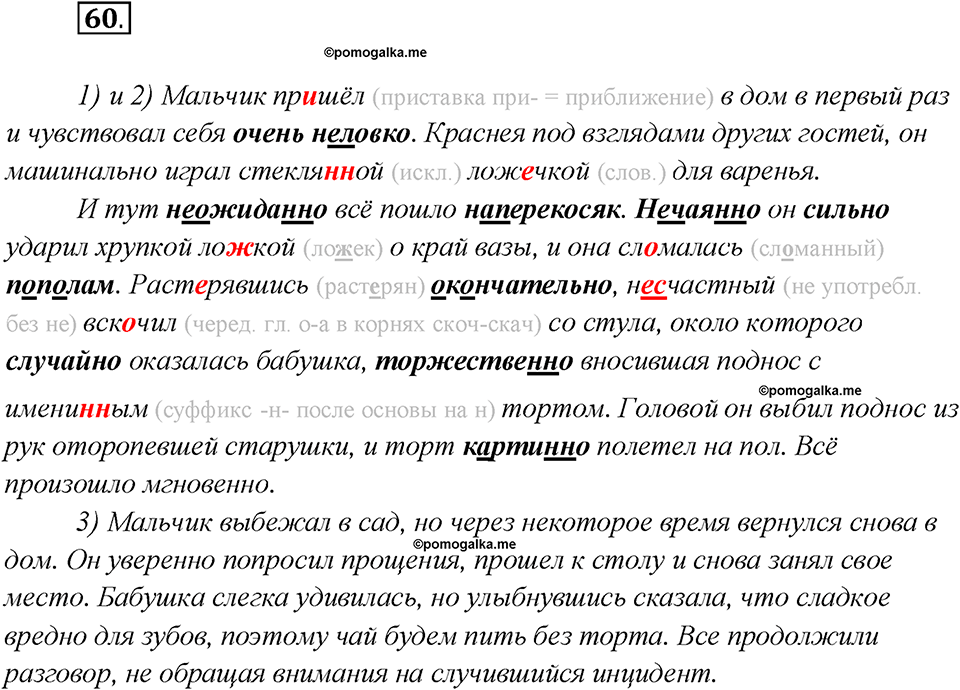 Глава 3. Упражнение №60 русский язык 7 класс Шмелев