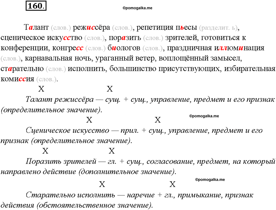 упражнение №160 русский язык 8 класс Бурхударов
